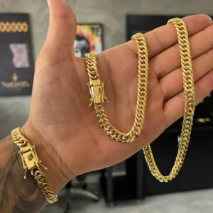 Kit Corrente + Pulseira Grumet Dupla 8mm Marcação 750