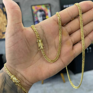 Kit Corrente + Pulseira Grumet Dupla 5mm Marcação 750